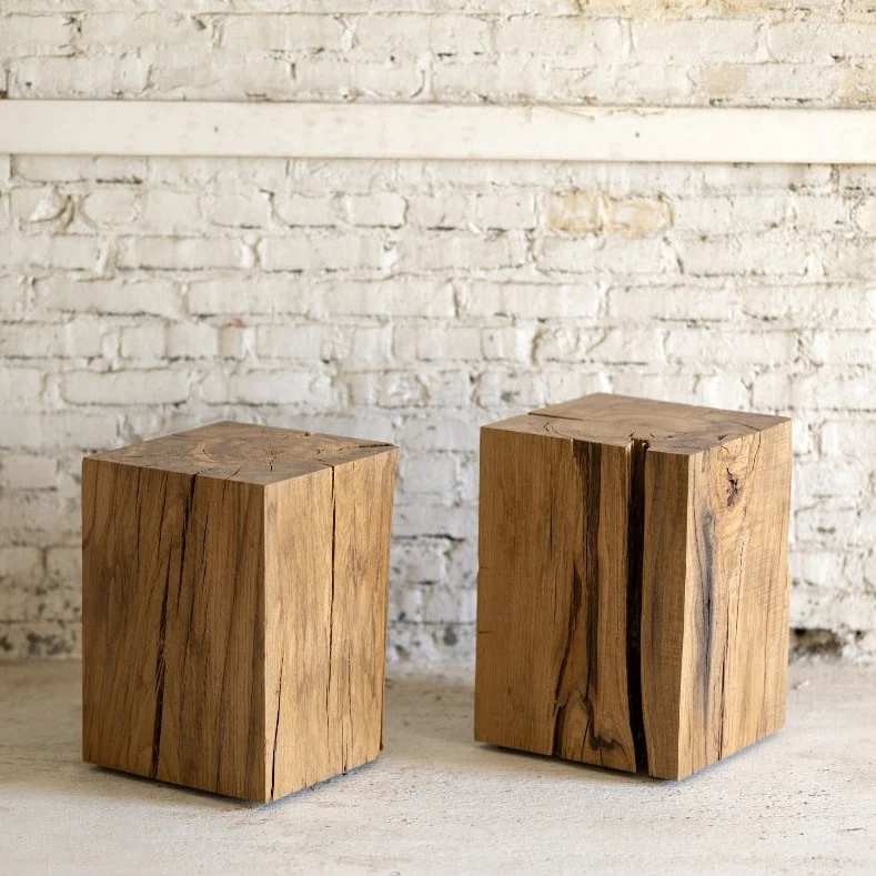 Drum Solid Wood Side Table